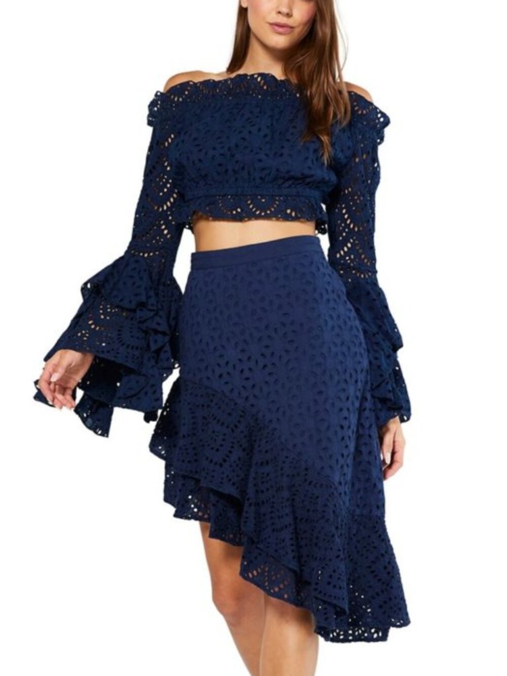 MISA Navy Eyelet Two Piece Set NWT